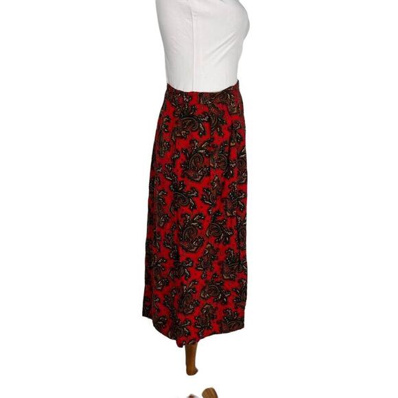 Vintage 1980s Dimanche Soft Red Paisley Skirt pockets M - Picture 8 of 9